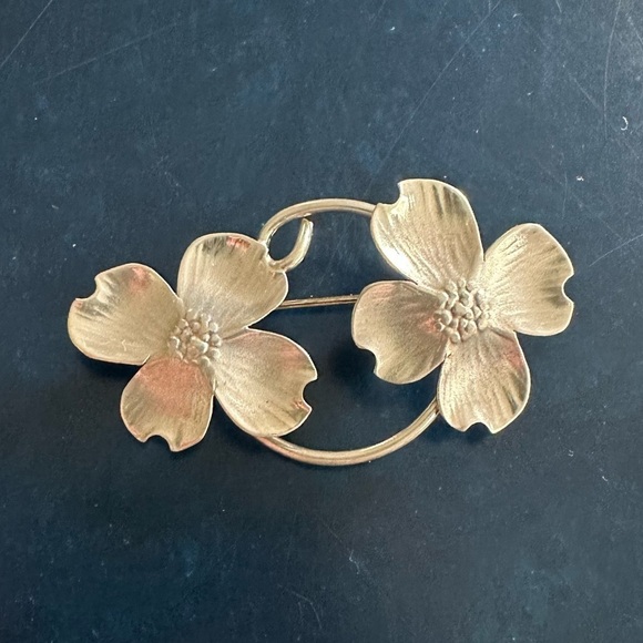 Vintage Stuart NYE Sterling Silver 925 Two Flower Brooch Pin - Picture 1 of 4